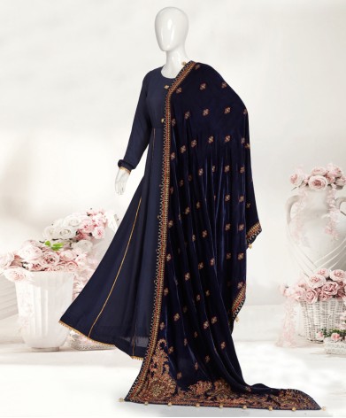 Sapphire Velvet 2Pc Stitched Suit- Blue