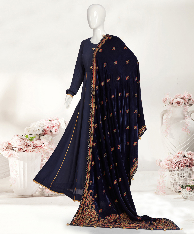 Sapphire Velvet 2Pc Stitched Suit- Blue