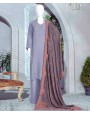 Surmaie Velvet 3Pc Stitched Suit- Grey
