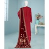 Qarmeezi Velvet 3Pc Stitched Suit- Maroon