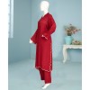 Qarmeezi Velvet 3Pc Stitched Suit- Maroon