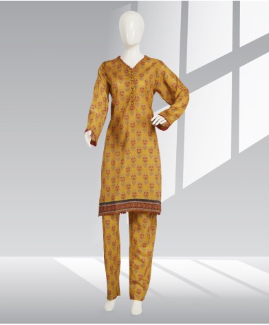 2 Piece Stitched Suite-Yellow