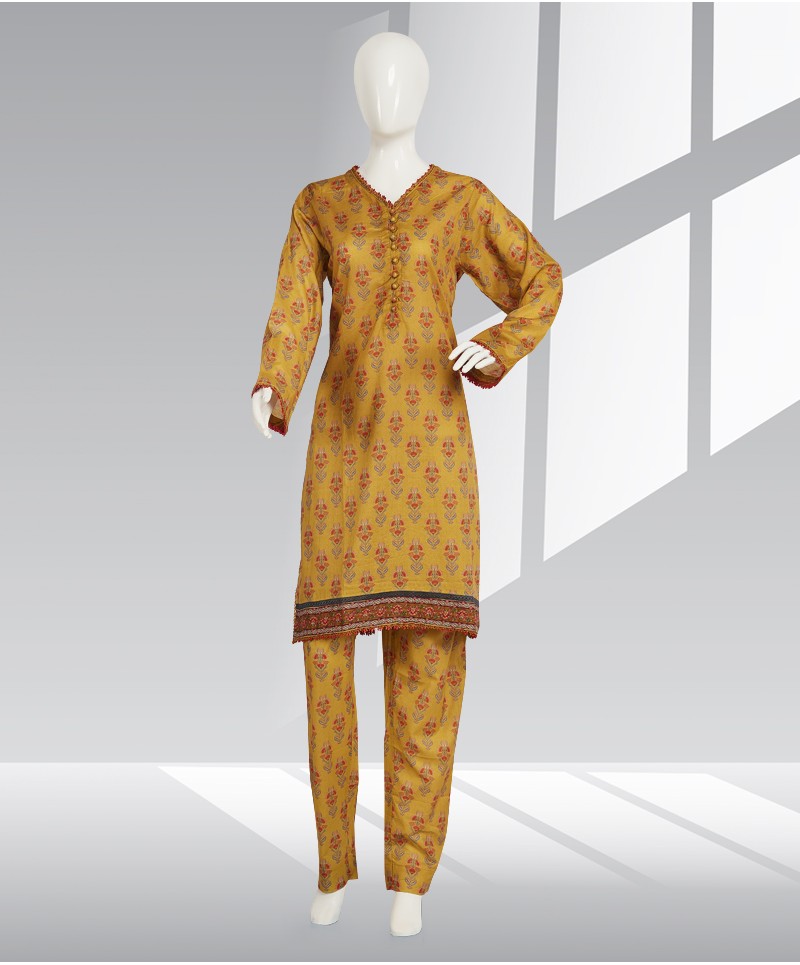 2 Piece Stitched Suit -Yellow