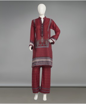 2 Piece Stitched Suit -Maroon