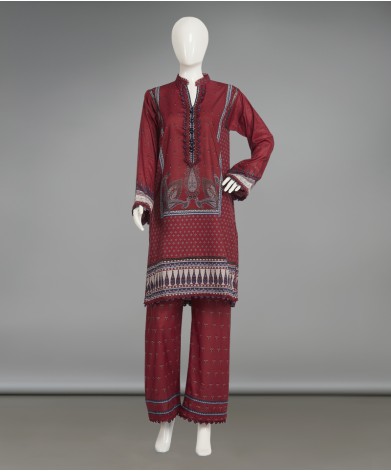 2 Piece Stitched Suit -Maroon