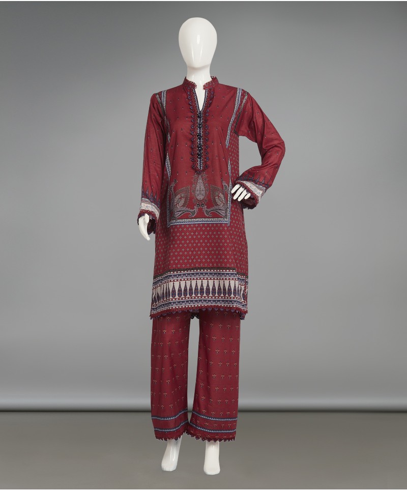 2 Piece Stitched Suit -Maroon