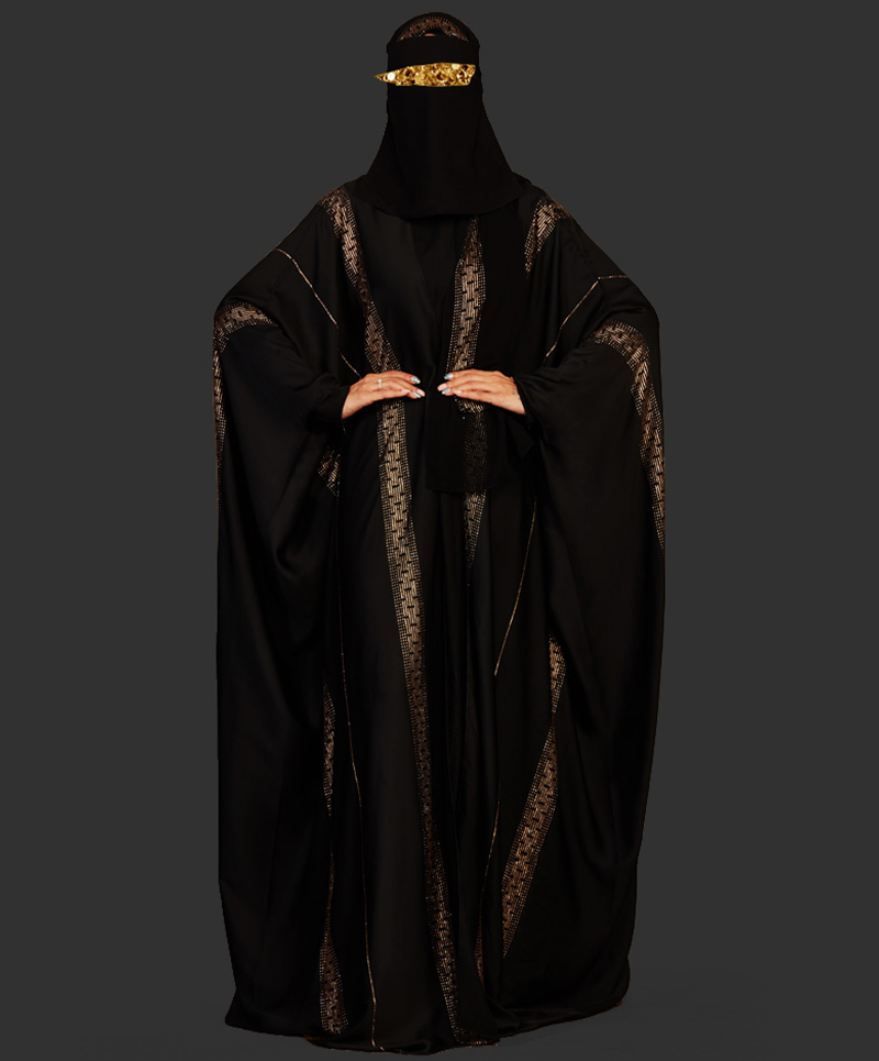 Bisht 4 Pc Set Abaya - Gold Flow