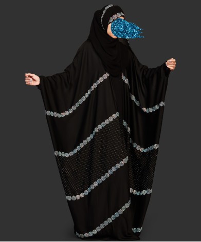 Bisht 4 Pc Set Abaya Glow In Multi Stone