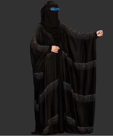 Bisht 4 Pc Set Abaya Sky In Mutli Stone