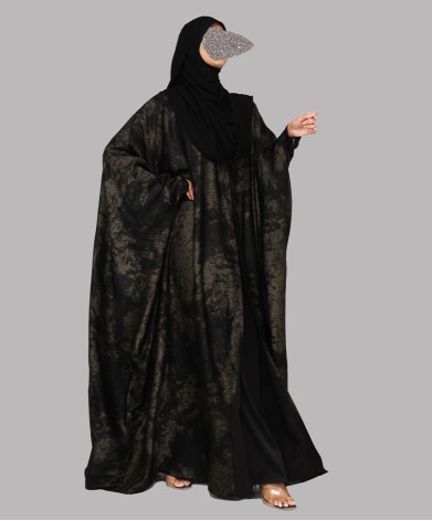 Abaya 4 Pc Set - Foiled Black