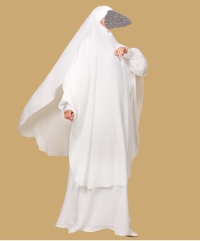 Khimar Abaya - White