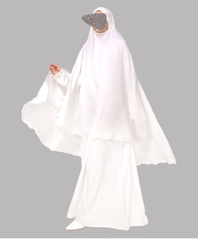 Khimar Lace Abaya - White