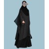 Mono Strip Abaya - Black
