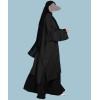 Mono Strip Abaya - Black