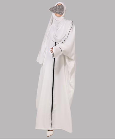 White PP 4 Pc Set Abaya