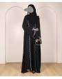 Scallop 4 Pc Set Abaya - Black