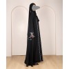 Scallop 4 Pc Set Abaya - Black