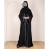 Scallop 4 Pc Set Abaya - Black