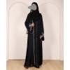Scallop 4 Pc Set Abaya - Black