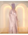 Metallic 3 Pc Set Abaya - Rose