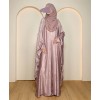 Metallic 3 Pc Set Abaya - Rose