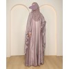 Metallic 3 Pc Set Abaya - Rose