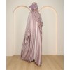 Metallic 3 Pc Set Abaya - Rose