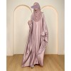 Metallic 3 Pc Set Abaya - Rose