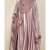 Metallic 3 Pc Set Abaya - Rose