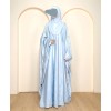 Metallic 3 Pc Set Abaya - Sky