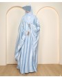 Metallic 3 Pc Set Abaya - Sky