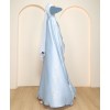 Metallic 3 Pc Set Abaya - Sky