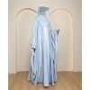 Metallic 3 Pc Set Abaya - Sky
