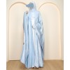 Metallic 3 Pc Set Abaya - Sky