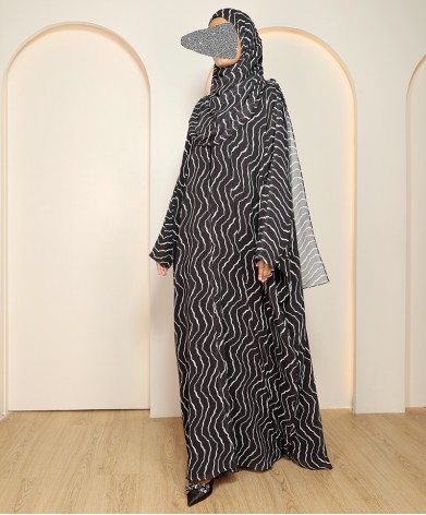 Monochrome 3 Pc Set Abaya 