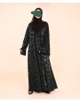 Velvety Leaf Abaya - Green