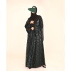 Velvety Leaf Abaya - Green