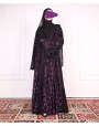 Velvety Leaf Abaya - Purple