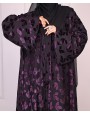 Velvety Leaf Abaya - Purple
