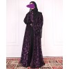 Velvety Leaf Abaya - Purple