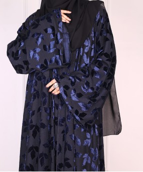 Velvety Leaf Abaya - Violet