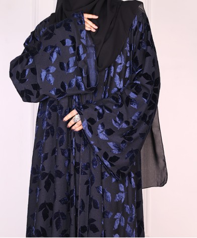 Velvety Leaf Abaya - Violet