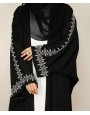 Abaya 4 Pc Set - Silver Embroidery  