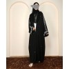 Abaya 4 Pc Set - Silver Embroidery  
