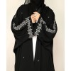 Abaya 4 Pc Set - Silver Embroidery  
