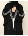 Abaya 4 Pc Set - Silver Embroidery  