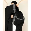 Abaya 4 Pc Set - Silver Embroidery  
