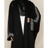 Abaya 4 Pc Set - Silver Embroidery  