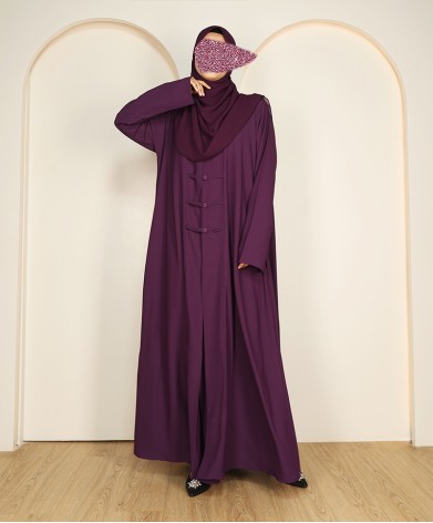 Abaya 3 Pc Set - Plum