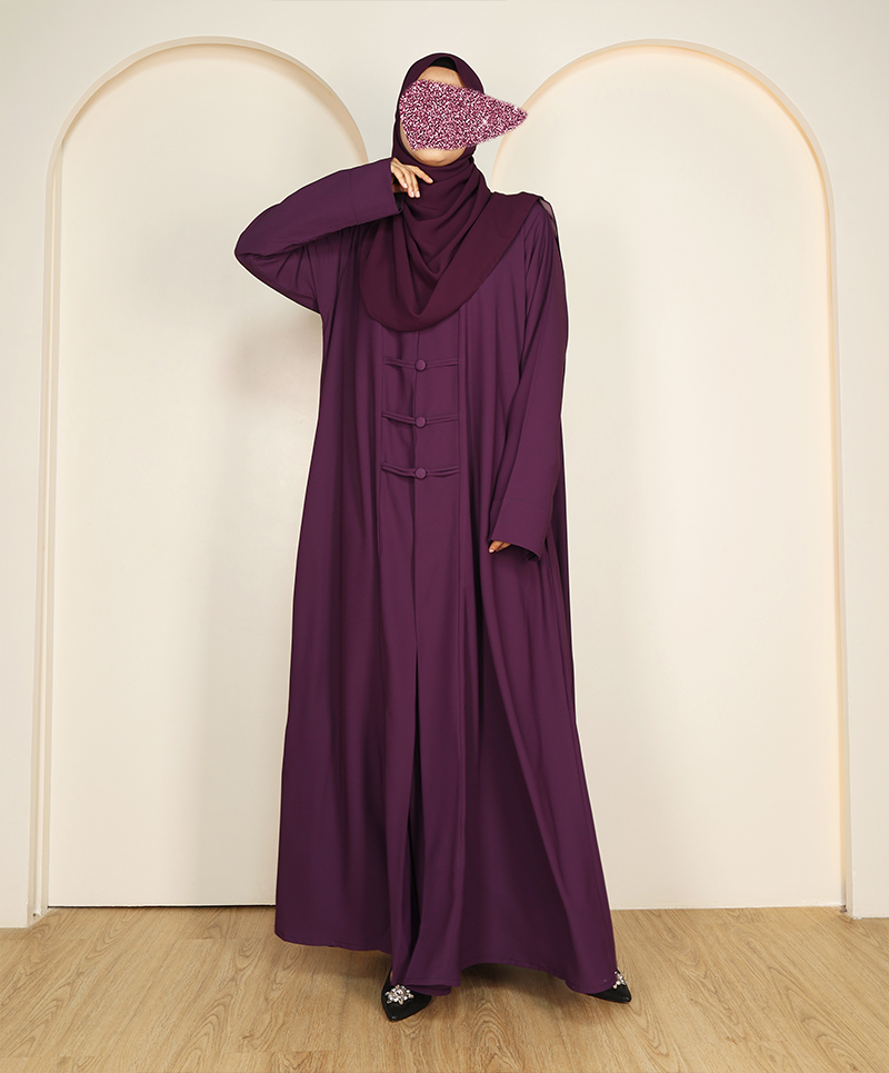 Abaya 3 Pc Set - Plum